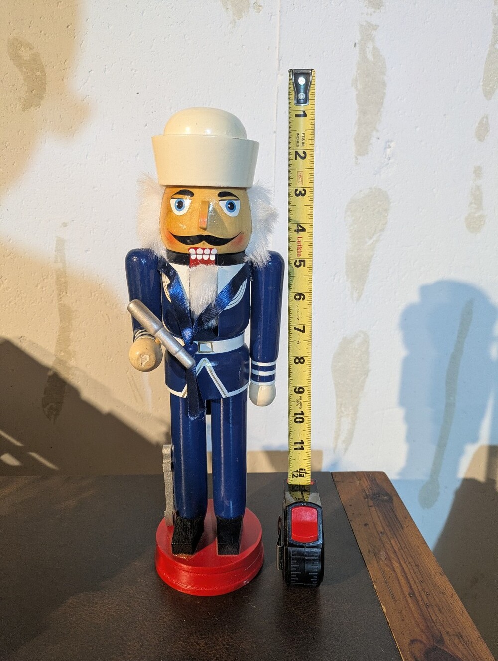 Blue and White Wooden Nutcracker Navy Soldier - Decorative Home Accent